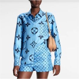 Sky Mixed Monogram Masculine Shirt - Women - Ready-to-Wear LOUIS VUITTON at Louis Vuitton